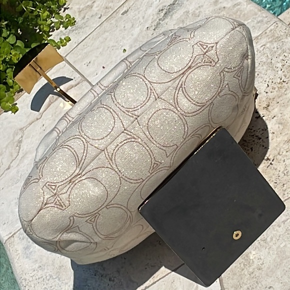 Coach Penelope Beige/Gold Linen Signature “C” Convertible Shoulder/Crossbody Bag - Picture 11 of 17